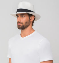 Load image into Gallery viewer, Model Back: Uv Line Panama Hat Chapeu Shanghai Imp Uni Branco/Preto
