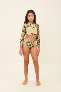 Model Front: Uv Line Girl's One-Piece Girl Bikini Hot Pant Jaguar Upf50+