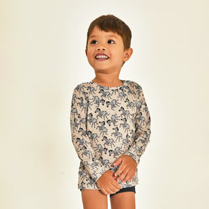 Model Front: Uv Line Rash Guard Longsleeve Baby Zebra Upf50+