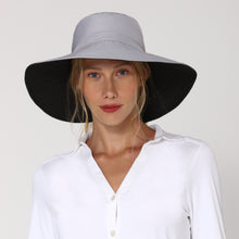 Load image into Gallery viewer, Model Front: Uv Line Floppy Hat San Diego Cinza Preto Upf50+
