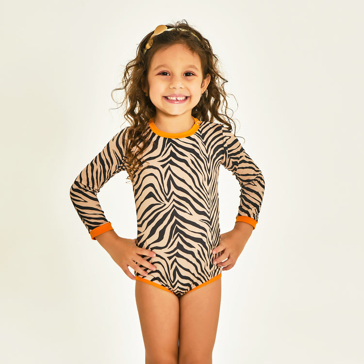 Model Front: Uv Line Baby Swimwear Swimsuit Baby Zebra Upf50+