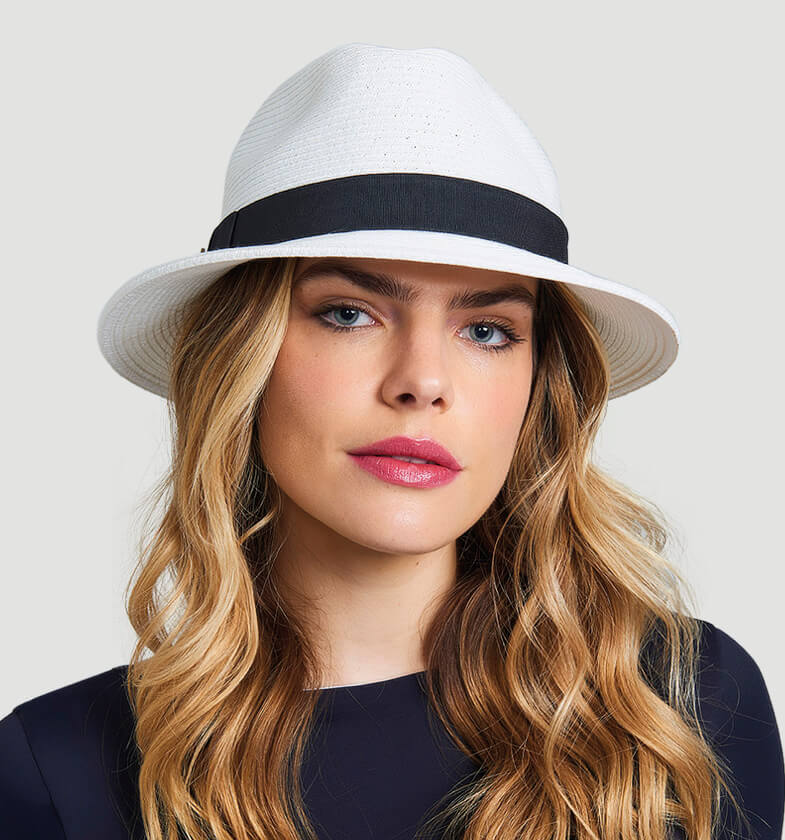 Panama Hat Shanghai Unisex White/Black UPF50+