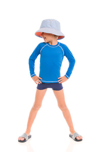 Kids Bucket Hat Teal/Orange UPF50+