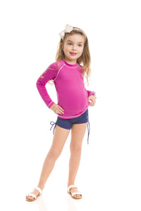 Kids Rash Guard Long Sleeve Pink UPF50+