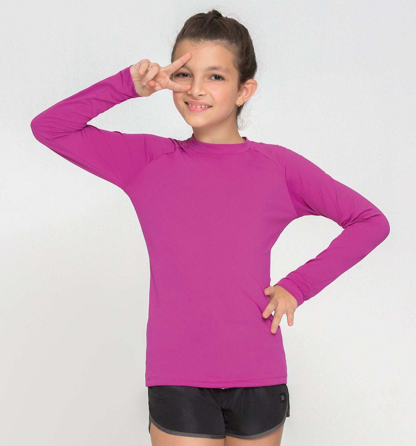Kids UVPRO Rash Guard Long Sleeve Pink UPF50+