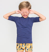 Load image into Gallery viewer, Kids UVPRO Rash Guard Short Sleeve Blue UPF50+
