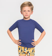Load image into Gallery viewer, Kids UVPRO Rash Guard Short Sleeve Blue UPF50+
