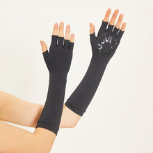 Load image into Gallery viewer, Fingerless Long Gloves Black UPF50+
