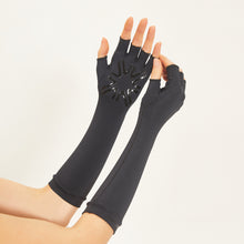 Load image into Gallery viewer, Fingerless Long Gloves Black UPF50+
