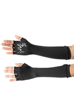Load image into Gallery viewer, Fingerless Long Gloves Black UPF50+
