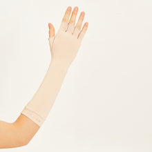 Load image into Gallery viewer, Fingerless Long Gloves Beige UPF50+
