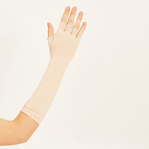 Fingerless Long Gloves Beige UPF50+