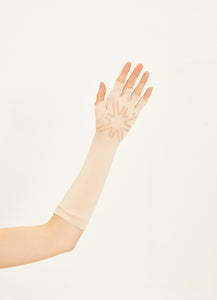 Fingerless Long Gloves Beige UPF50+