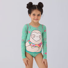 Load image into Gallery viewer, Girl&#39;s One-Piece Swimwear Super Pop Sloth UPF50+
